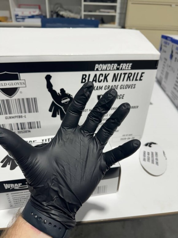 Nitrile Exam Gloves, 6 mil, black, Approved for Fentanyl Handling  - Finger Tip Textured